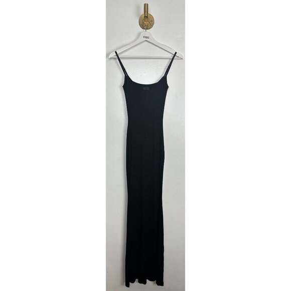 SKIMS Ribbed Long Slipdress in Onyx Black Size Small - Picture 8 of 16
